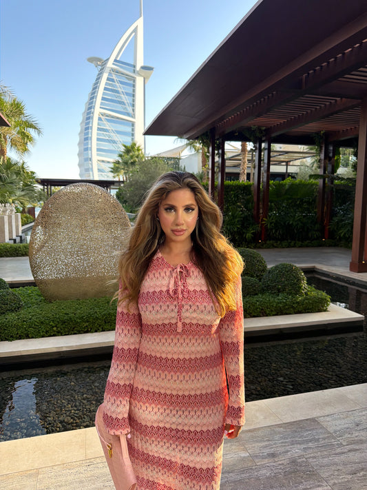 long pink jersey maxi dress