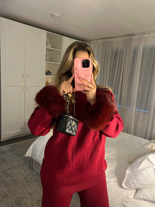 Camille fur trimmed set