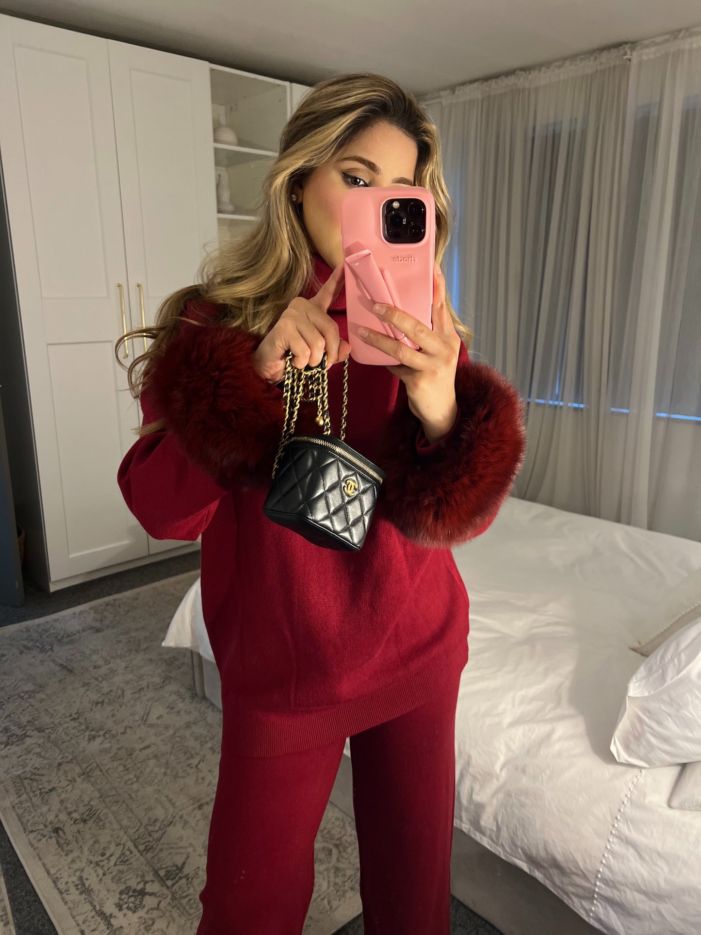 Camille fur trimmed set