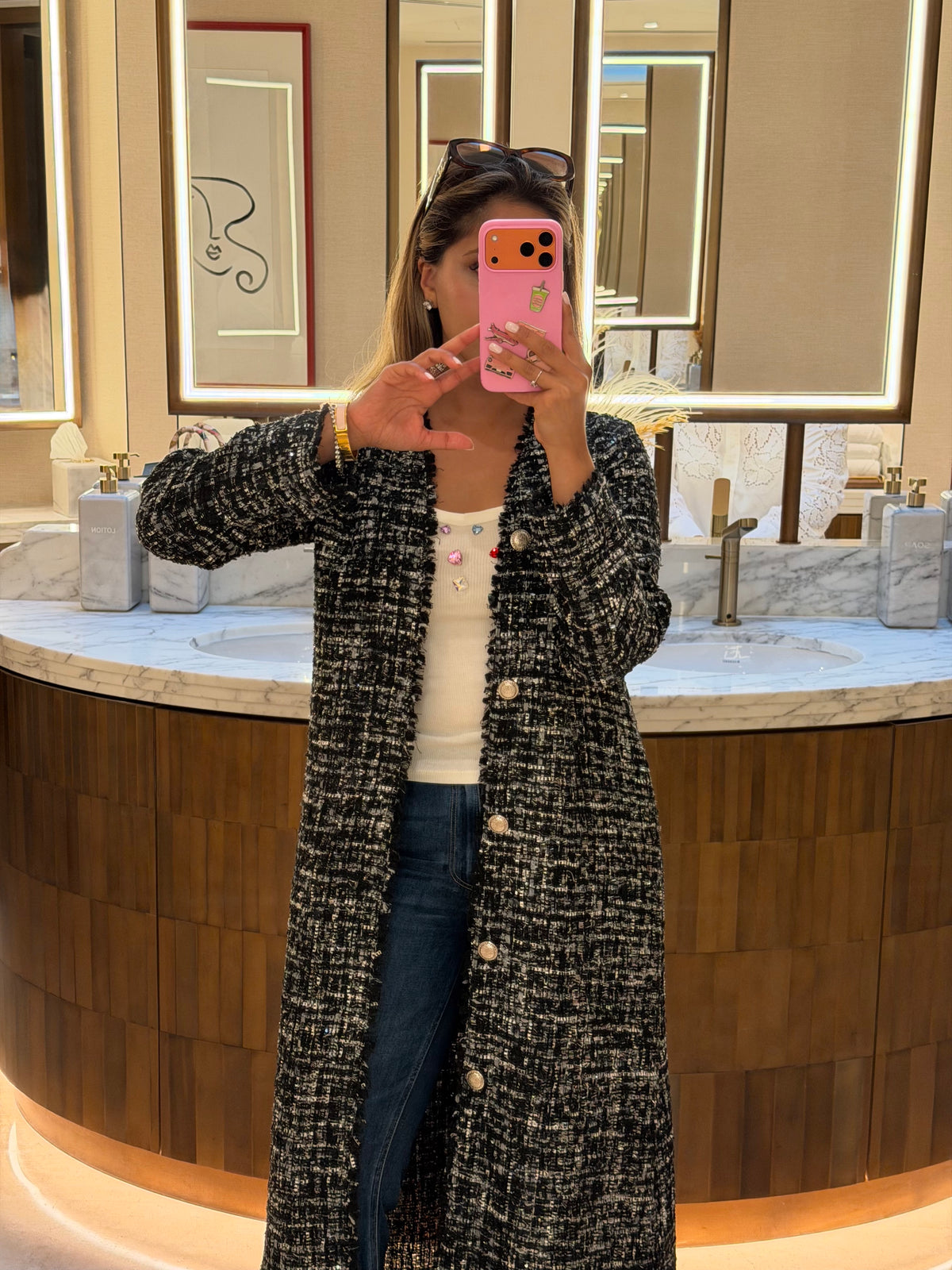 Metallic tweed abaya
