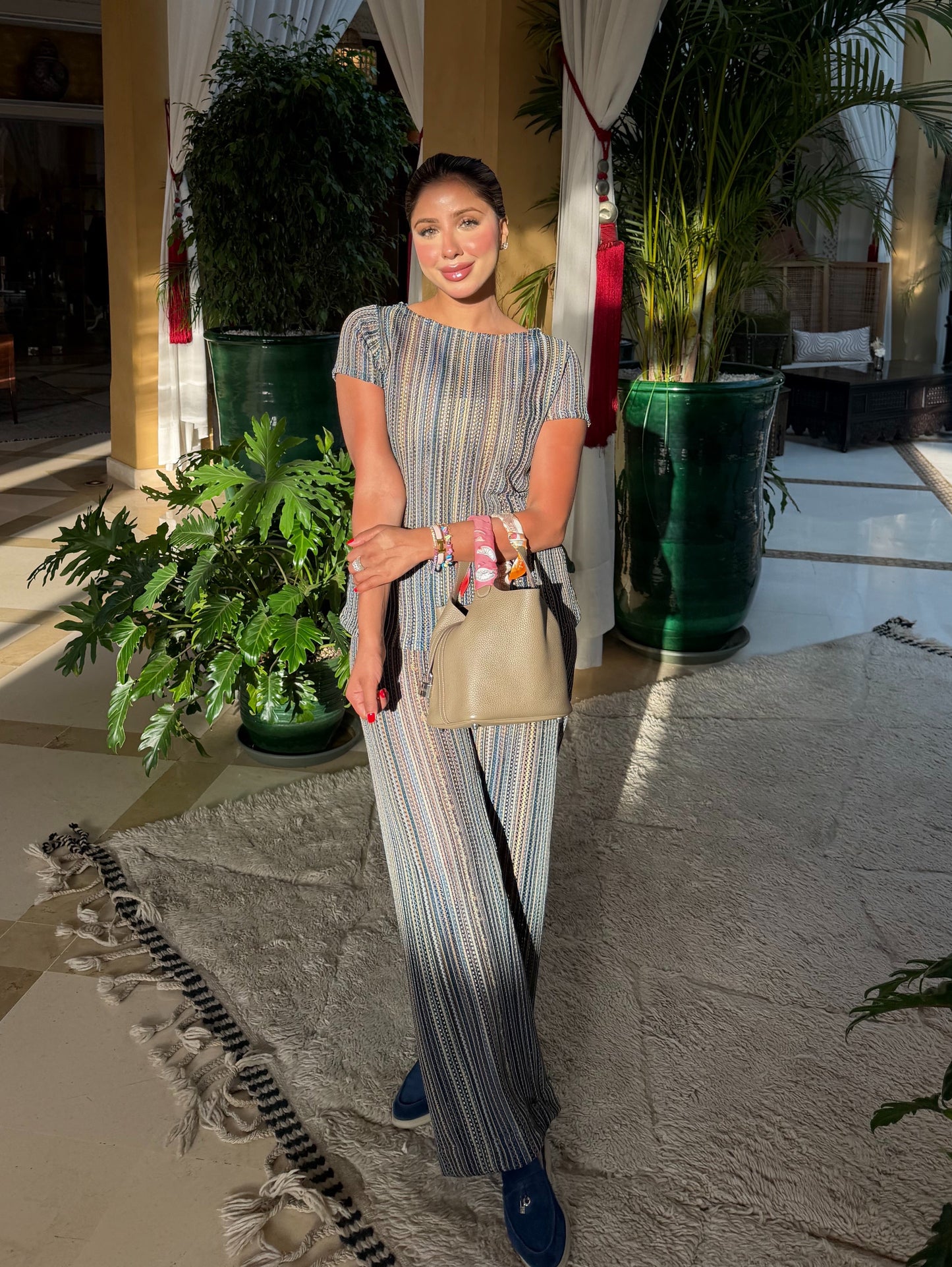 Blue striped co ord set (lined)