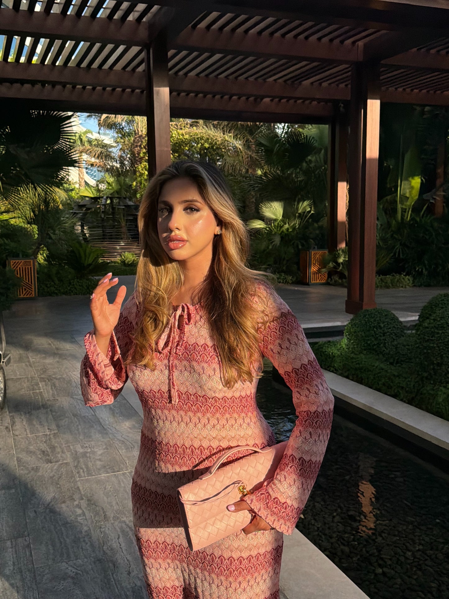long pink jersey maxi dress