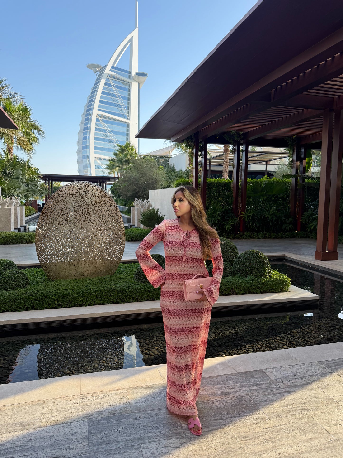 long pink jersey maxi dress