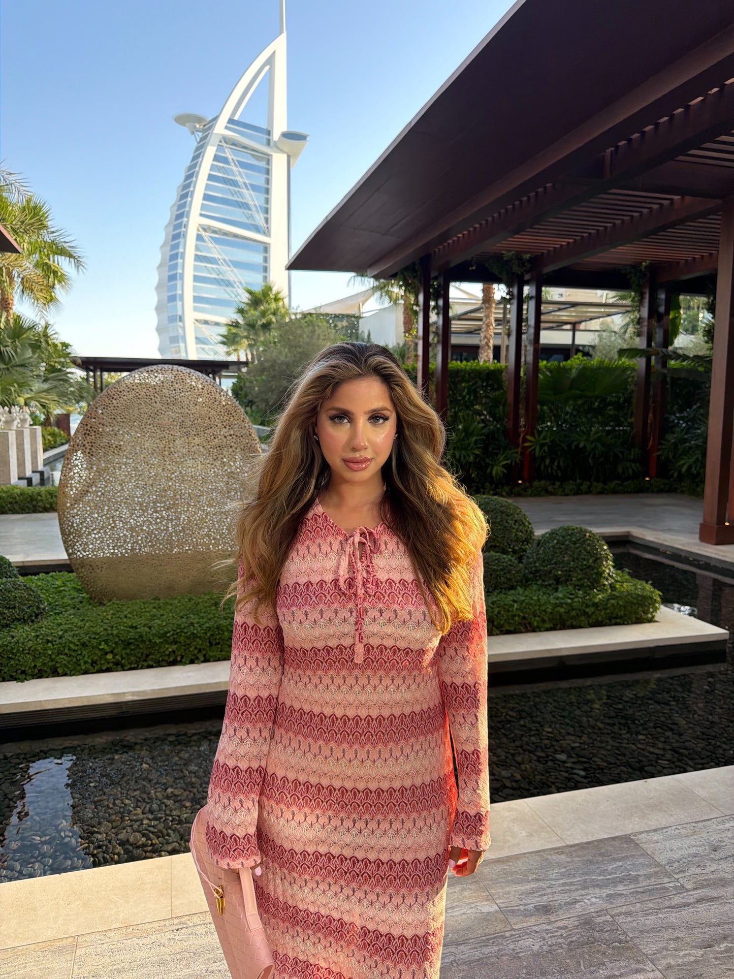 long pink jersey maxi dress