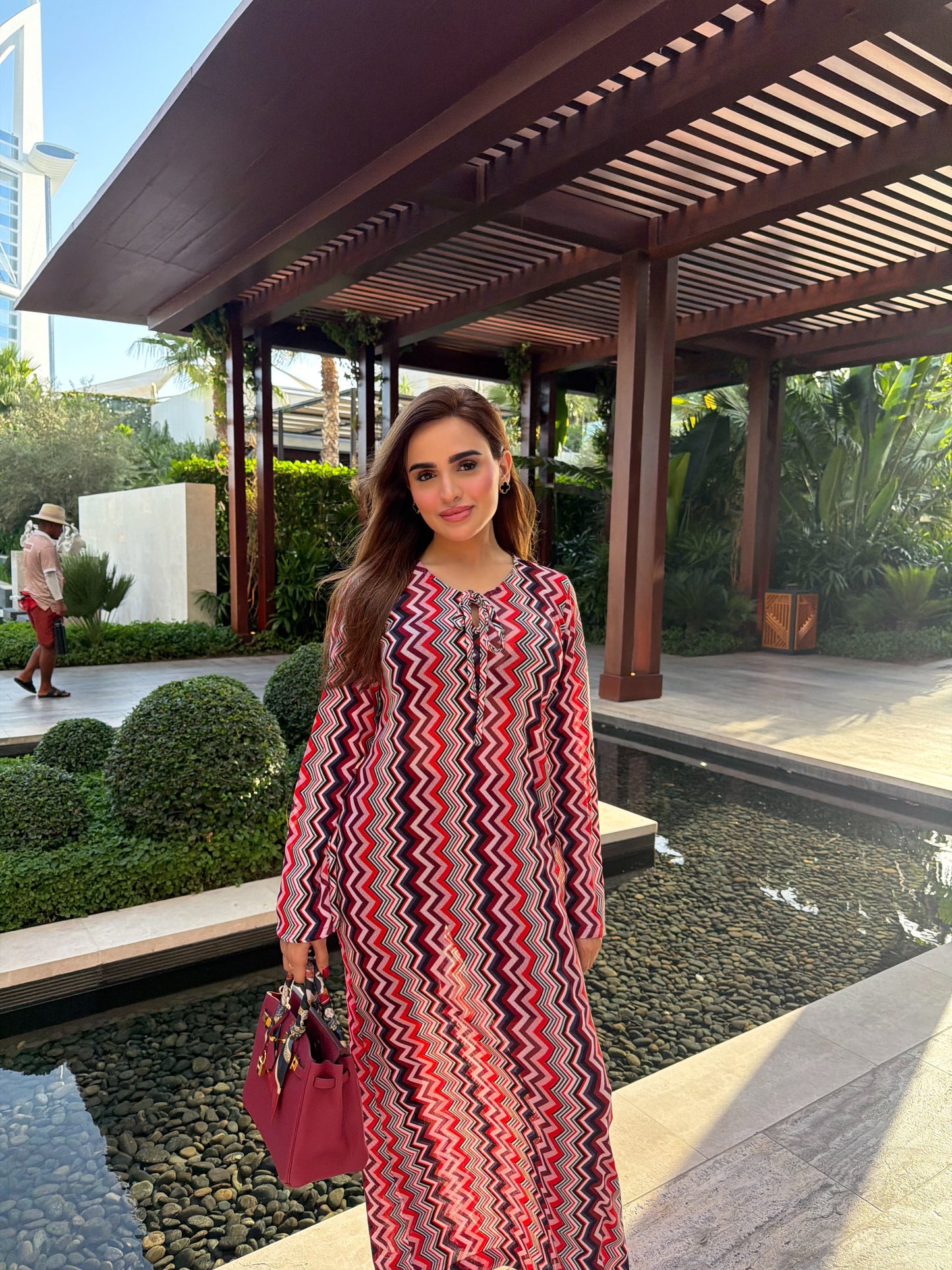 long jersey zig zag maxi dress