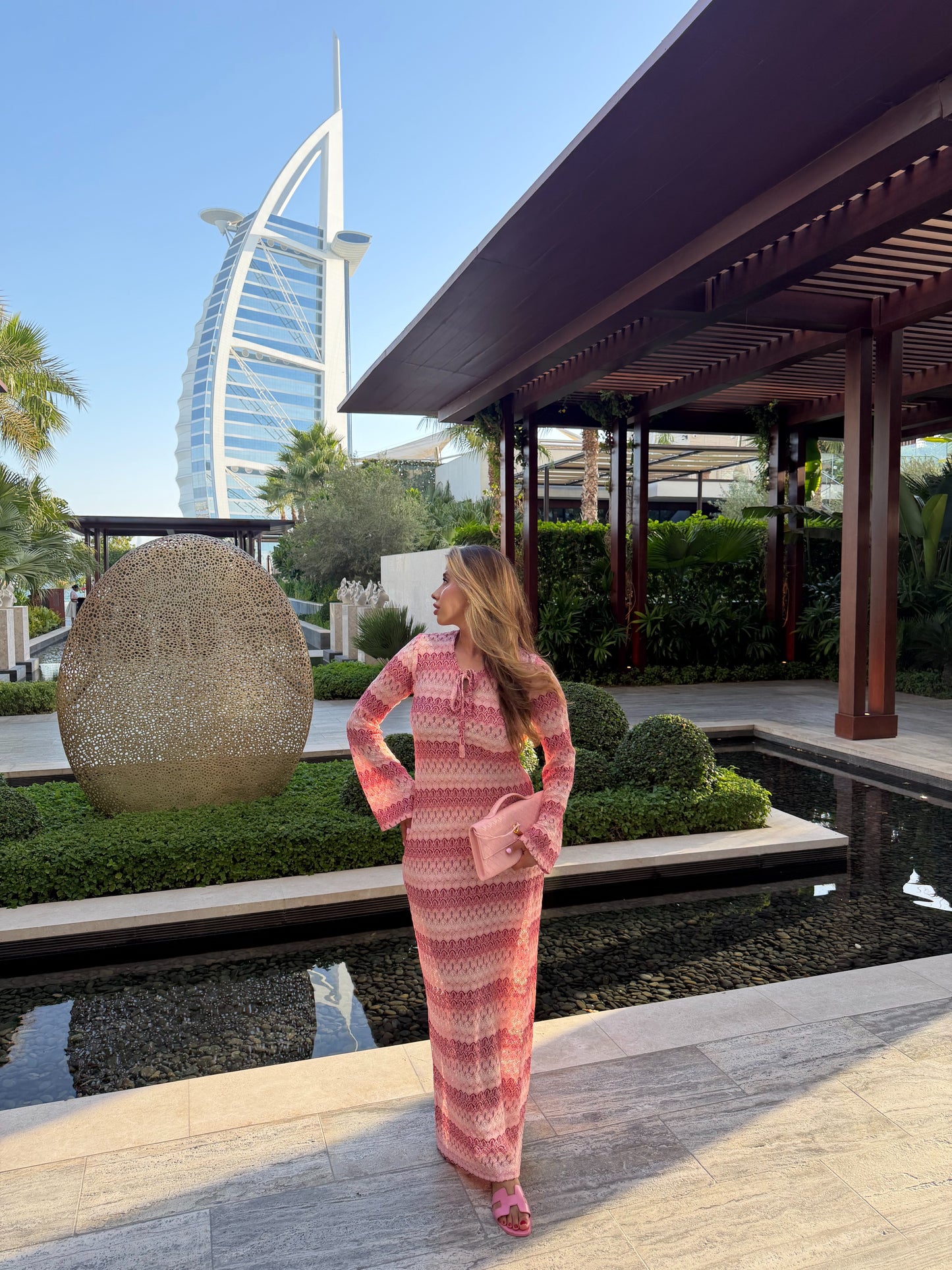 long pink jersey maxi dress