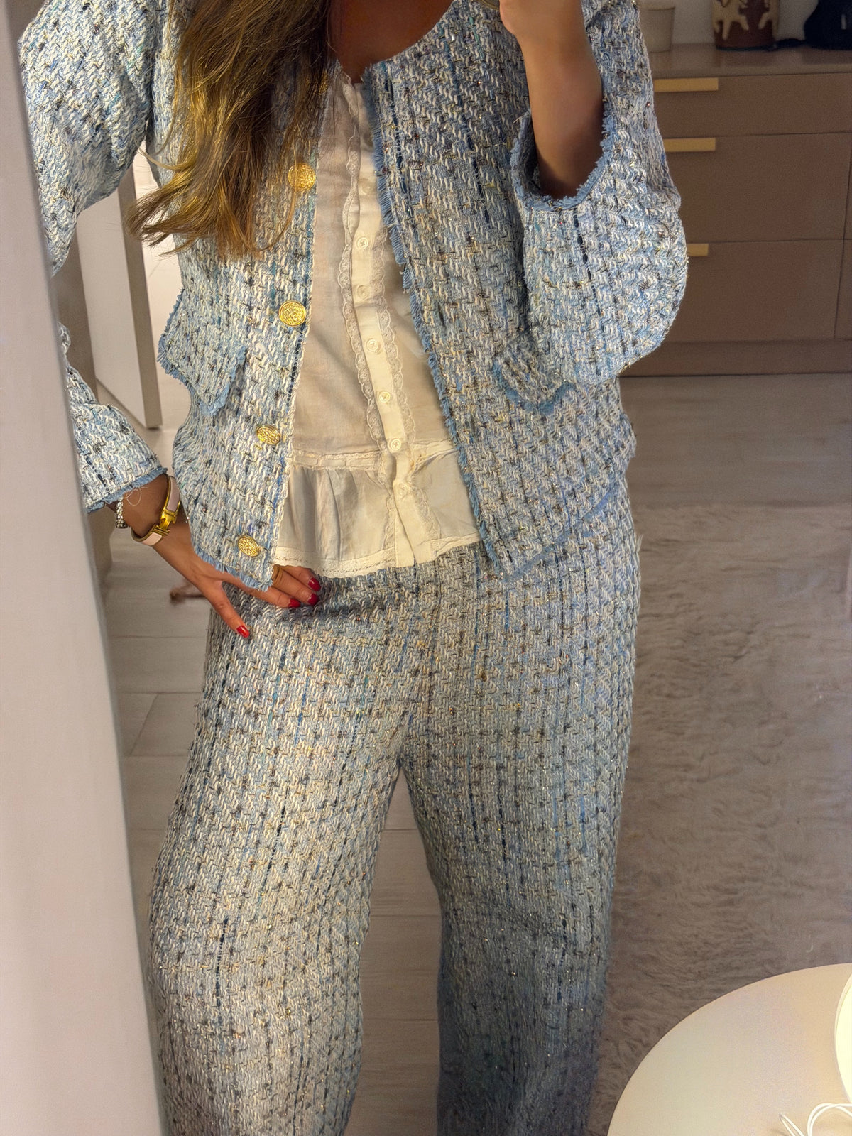 Light blue tweed trousers