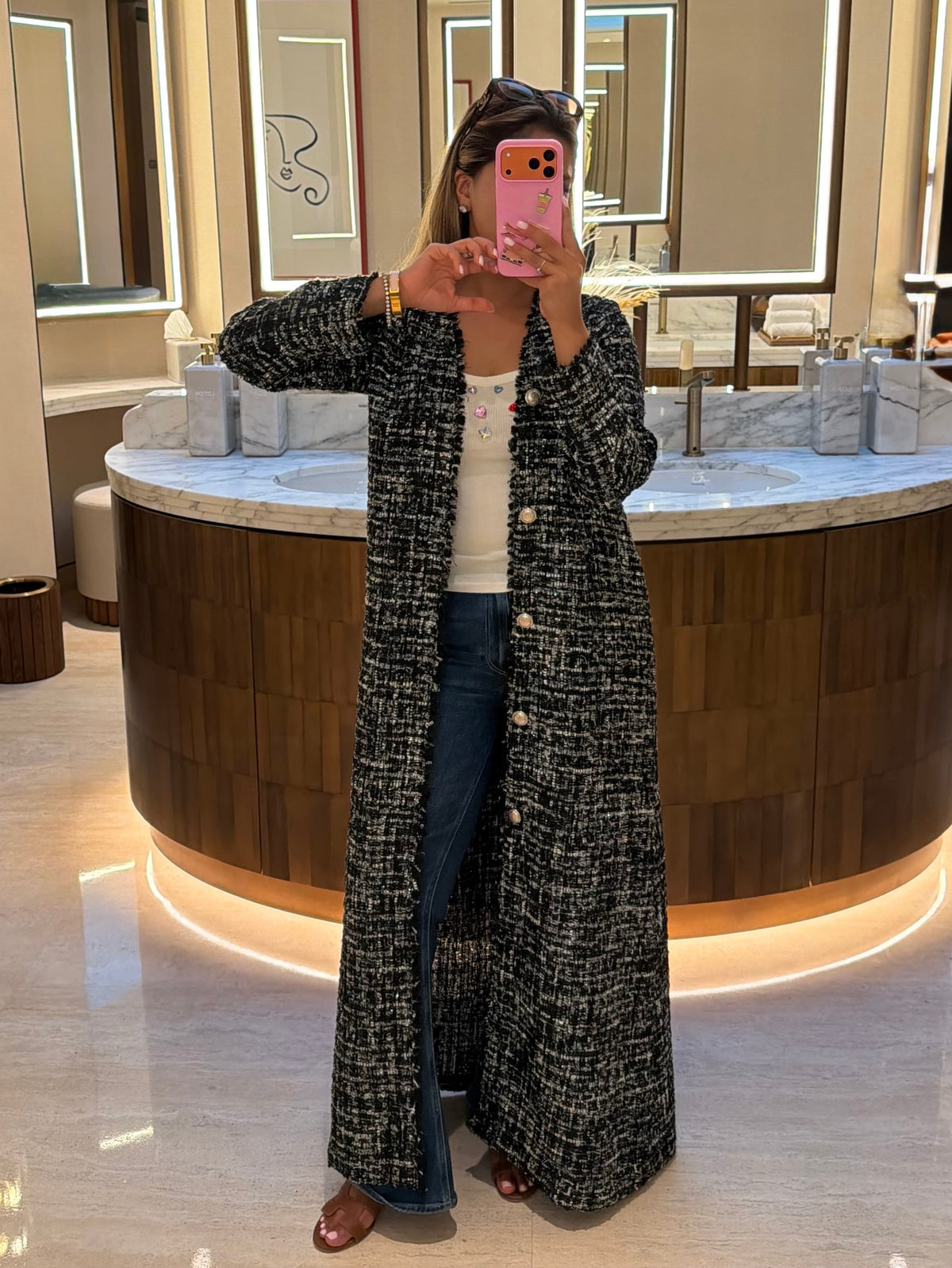 Metallic tweed abaya