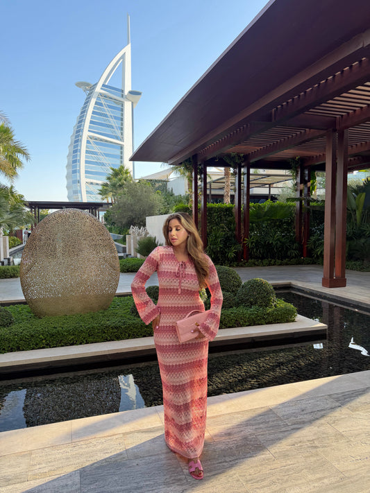 long pink jersey maxi dress