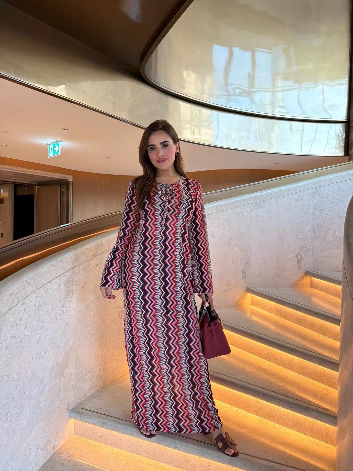 long jersey zig zag maxi dress