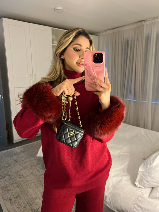 Camille fur trimmed set