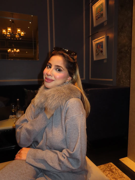 Blair faux fur collared knit set