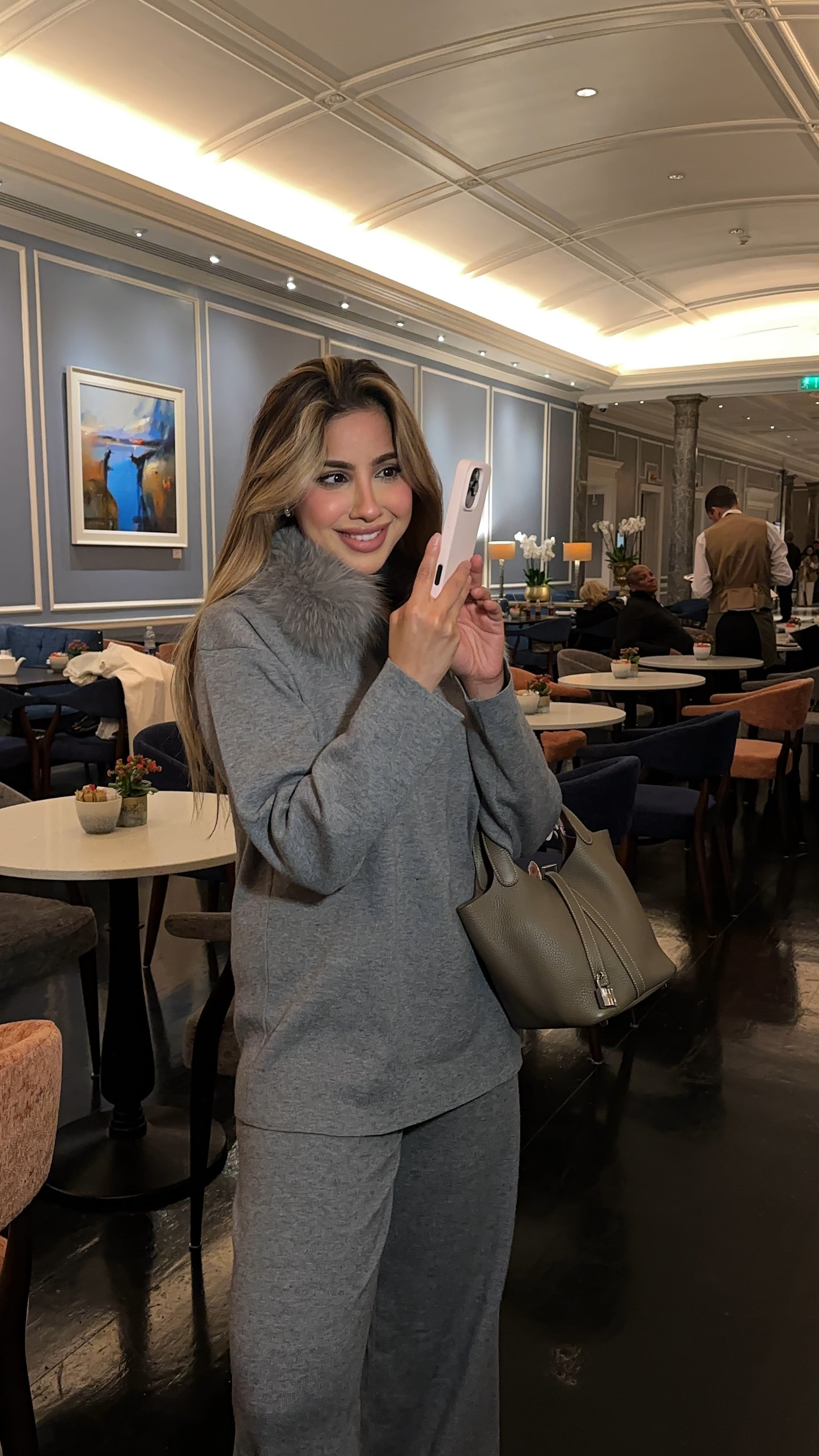 Blair faux fur collared knit set