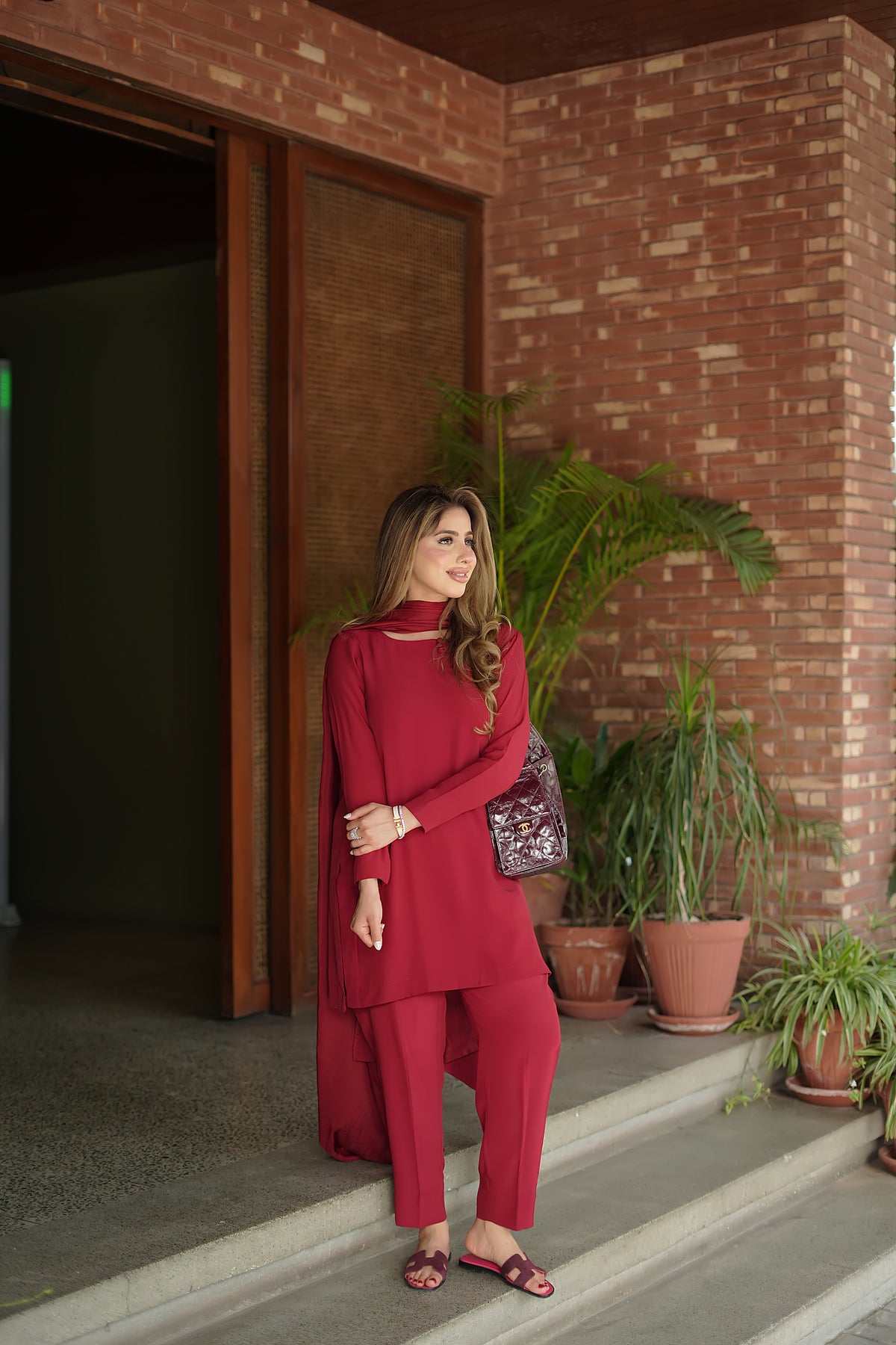 Red twill set