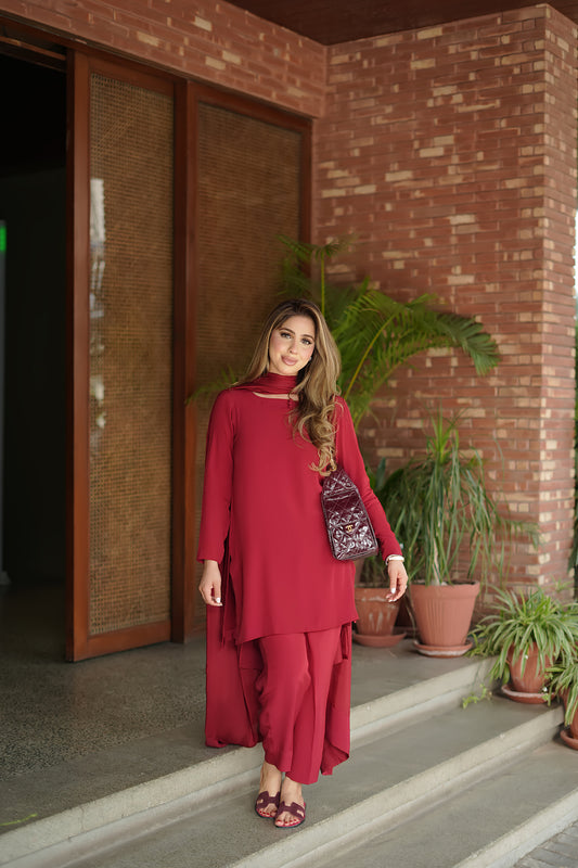 Red twill set