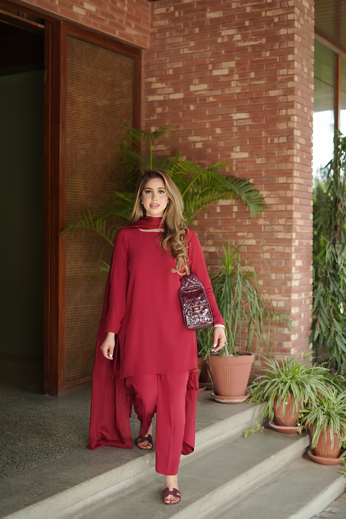 Red twill set