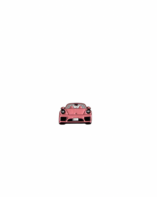Pink Porsche metal sticker